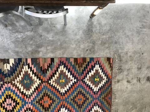 VINTAGE COTTON & WOOL KILIM RUG "JESSAMYN"